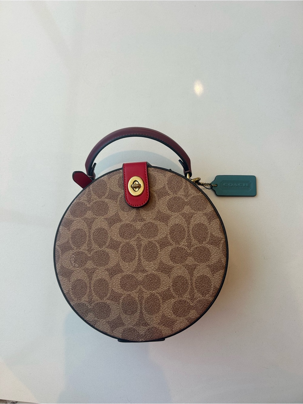 Beige and Red Lunar Year Circular Bag